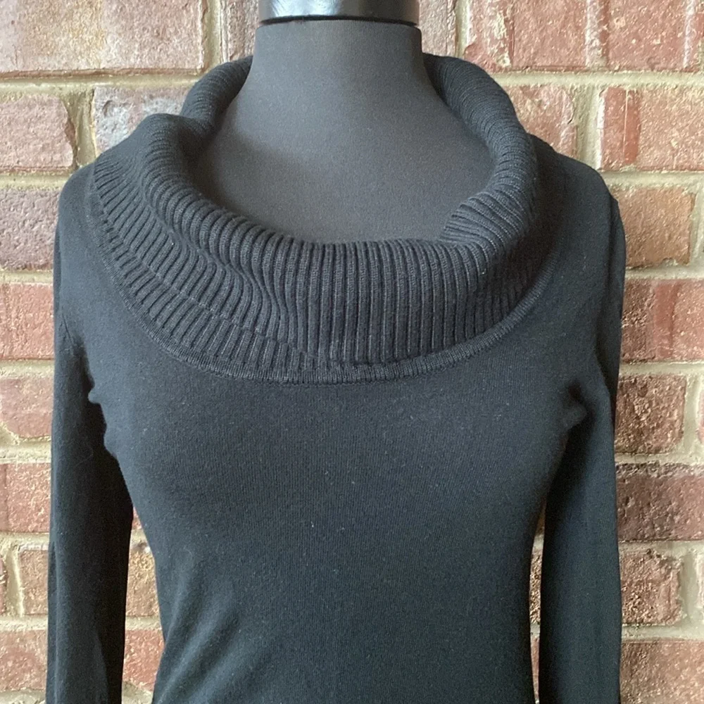 White‎ House Black Market cowl neck sweater with silver button sleeve accents